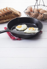 Fried Eggs in a Cast Iron Skillet