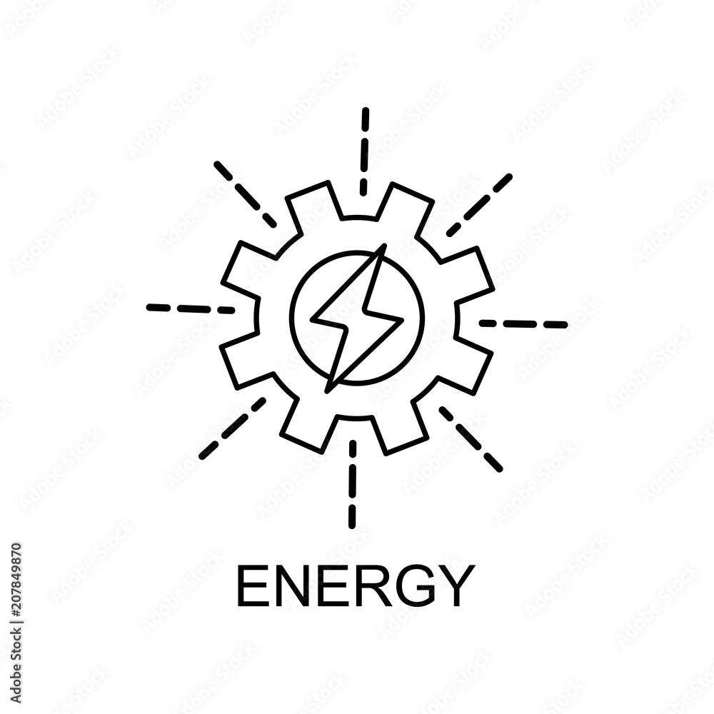 Poster energy in gear outline icon. element of enviroment protection icon with name for mobile concept and 