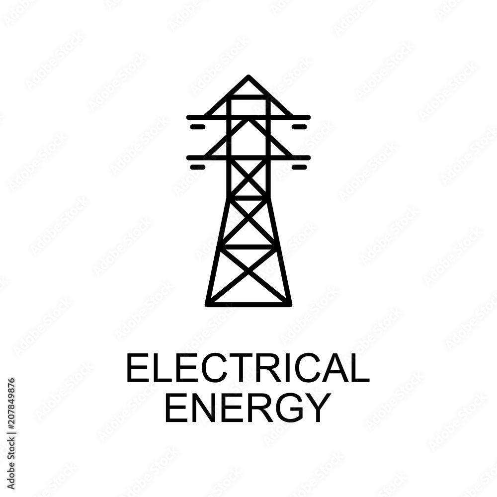 Poster electrical energy outline icon. element of enviroment protection icon with name for mobile concept a