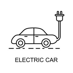 electric car outline icon. Element of enviroment protection icon with name for mobile concept and web apps. Thin line electric car icon can be used for web and mobile