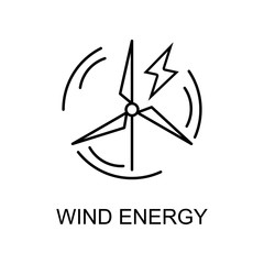 wind energy outline icon. Element of enviroment protection icon with name for mobile concept and web apps. Thin line wind energy icon can be used for web and mobile