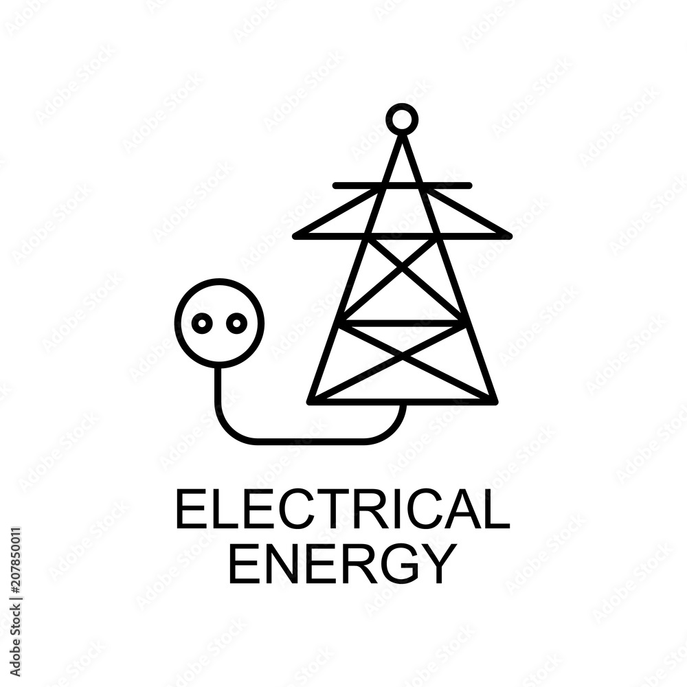 Poster electrical energy outline icon. element of enviroment protection icon with name for mobile concept a