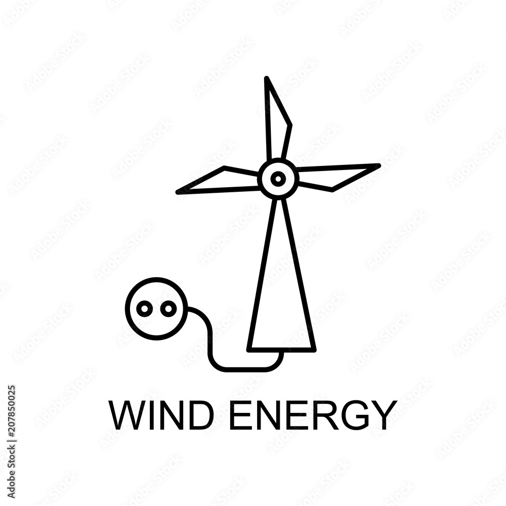 Poster wind energy outline icon. element of enviroment protection icon with name for mobile concept and web