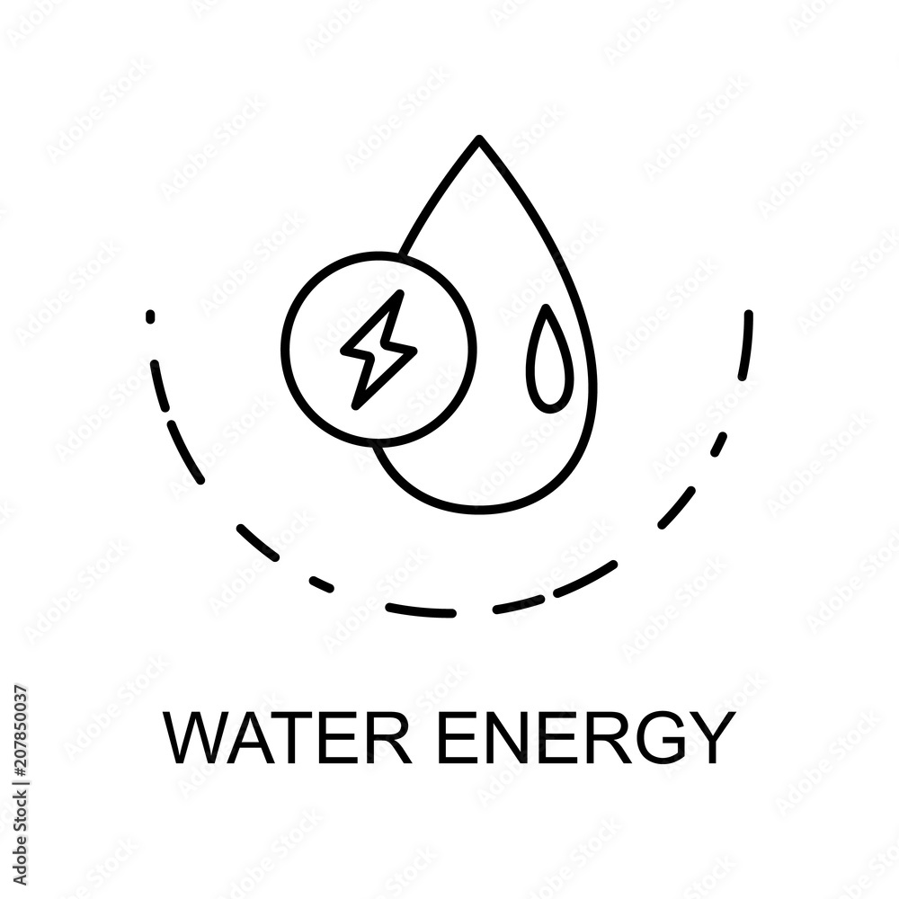 Poster water energy outline icon. element of enviroment protection icon with name for mobile concept and we
