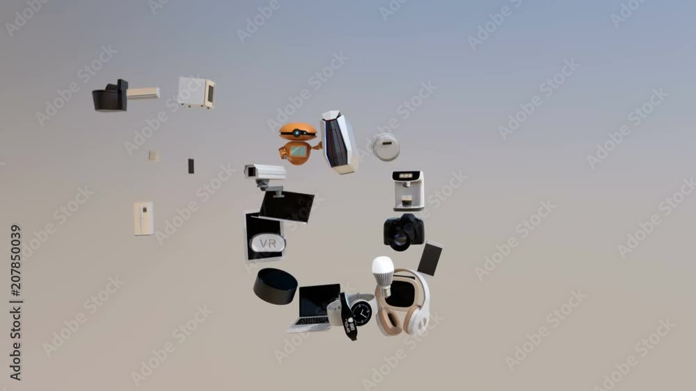 Aufkleber smart appliances in word iot. internet of things and home automation concept. consumer products. 3d 