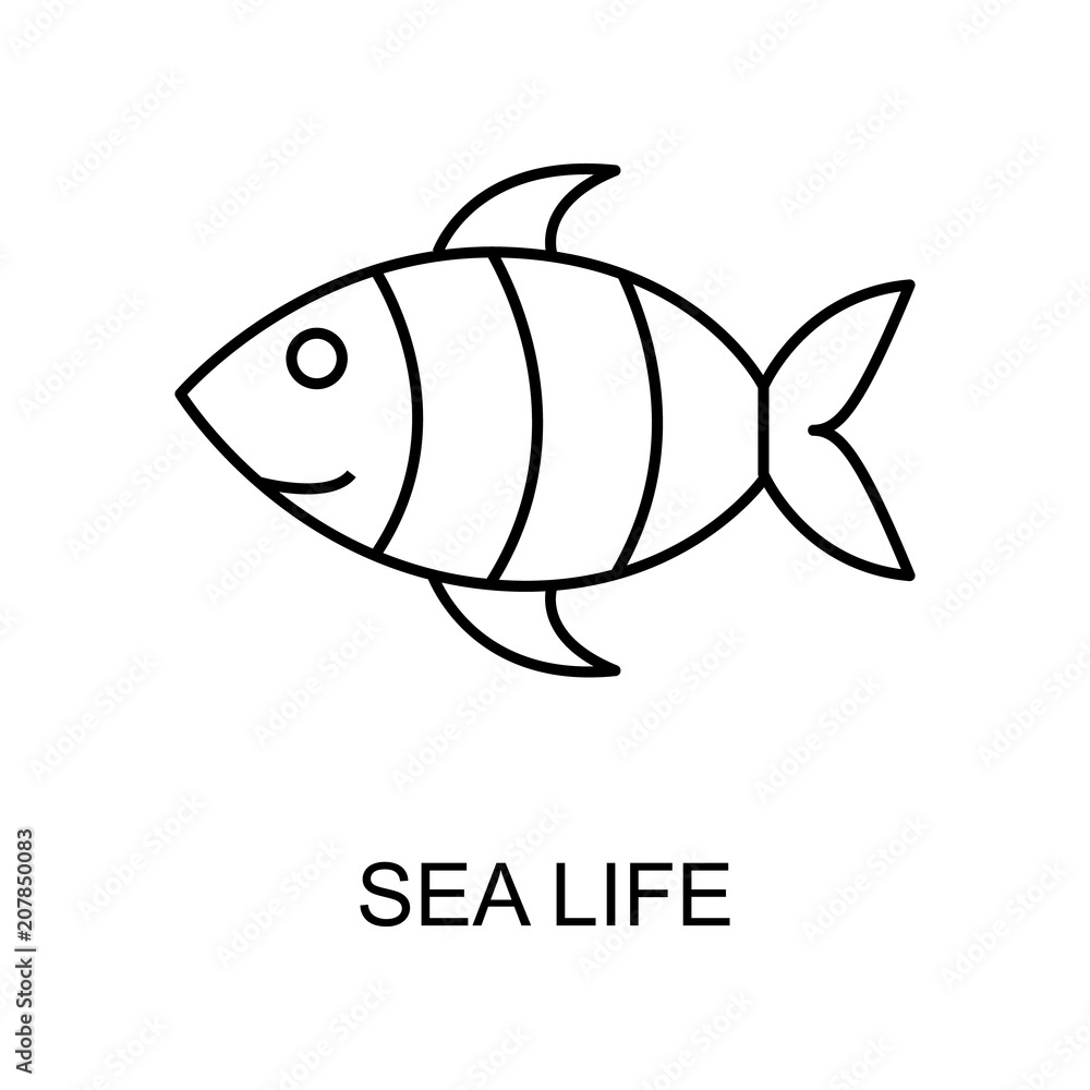 Poster sea life outline icon. element of enviroment protection icon with name for mobile concept and web ap