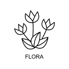 flora outline icon. Element of enviroment protection icon with name for mobile concept and web apps. Thin line flora icon can be used for web and mobile