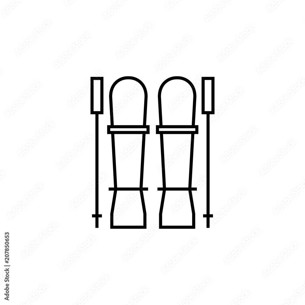 Poster skiing outline icon. element of sports items icon for mobile concept and web apps. thin line skiing 