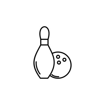 bowling and bowling ball outline icon. Element of sports items icon for mobile concept and web apps. Thin line bowling and bowling ball outline icon can be used for web and mobile