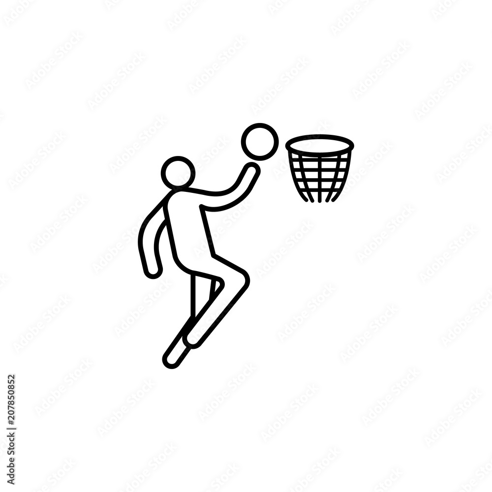 Poster basketball player outline icon. element of sports items icon for mobile concept and web apps. thin l