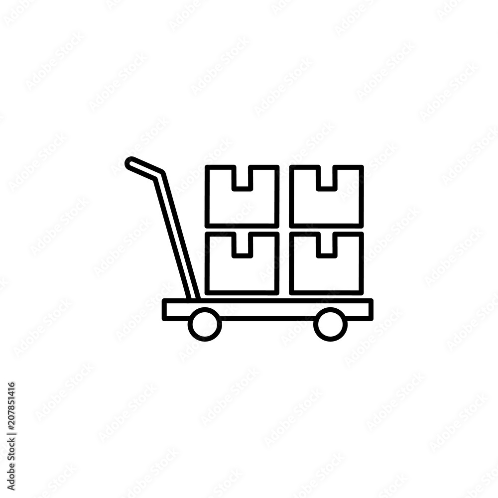 Aufkleber cart with boxes outline icon. element of logistic icon for mobile concept and web apps. thin line ca