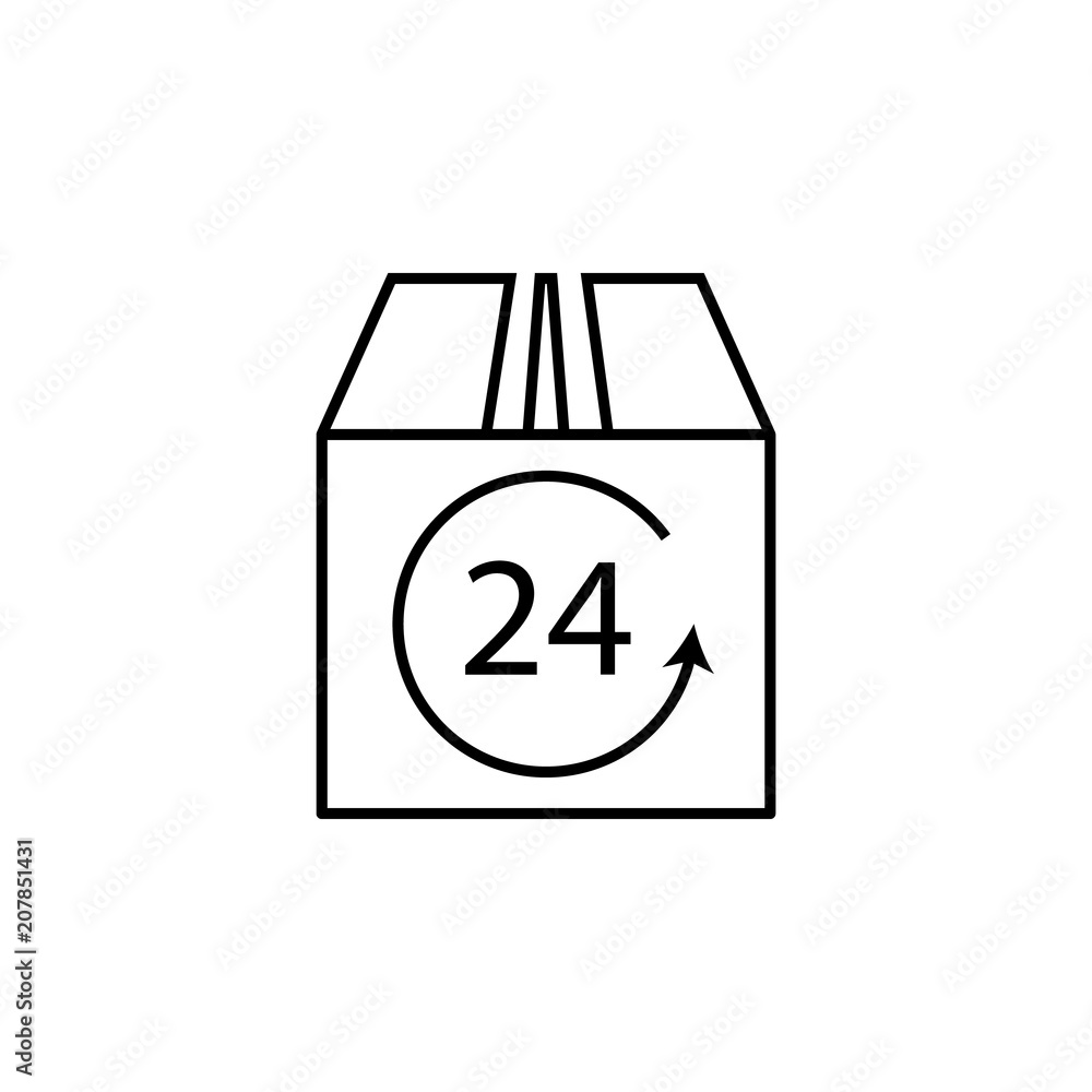 Poster 24 hours delivery parcel outline icon. element of logistic icon for mobile concept and web apps. thi
