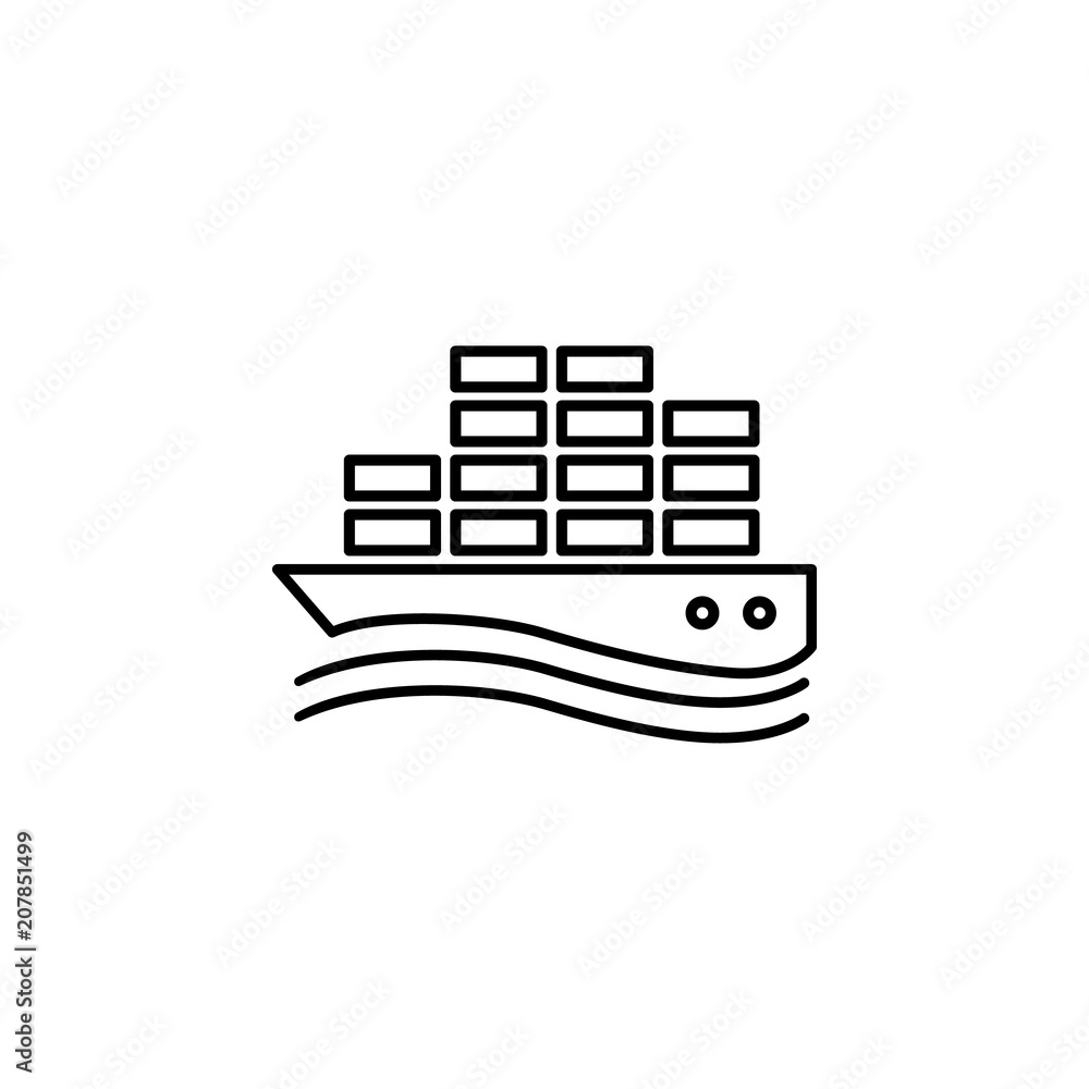 Poster ship with containers outline icon. element of logistic icon for mobile concept and web apps. thin li
