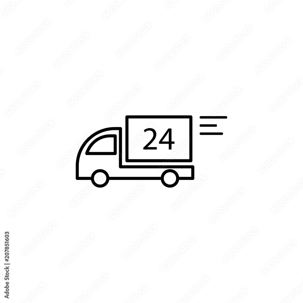 Poster truck service 24 hours outline icon. element of logistic icon for mobile concept and web apps. thin 
