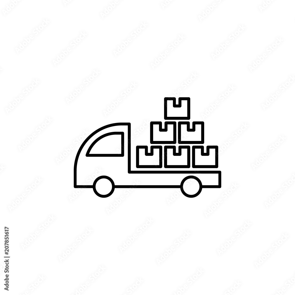 Poster lorry with parcels outline icon. element of logistic icon for mobile concept and web apps. thin line