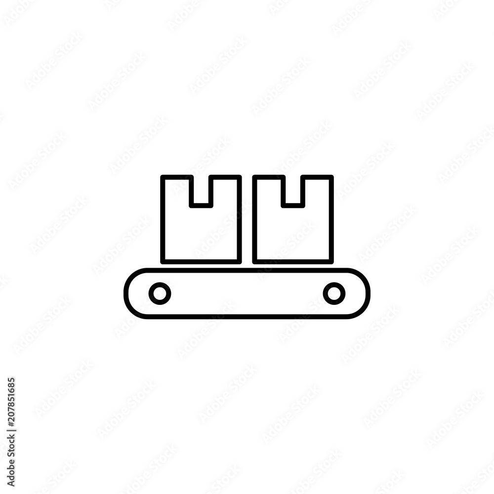 Poster boxes on the conveyor belt outline icon. element of logistic icon for mobile concept and web apps. t