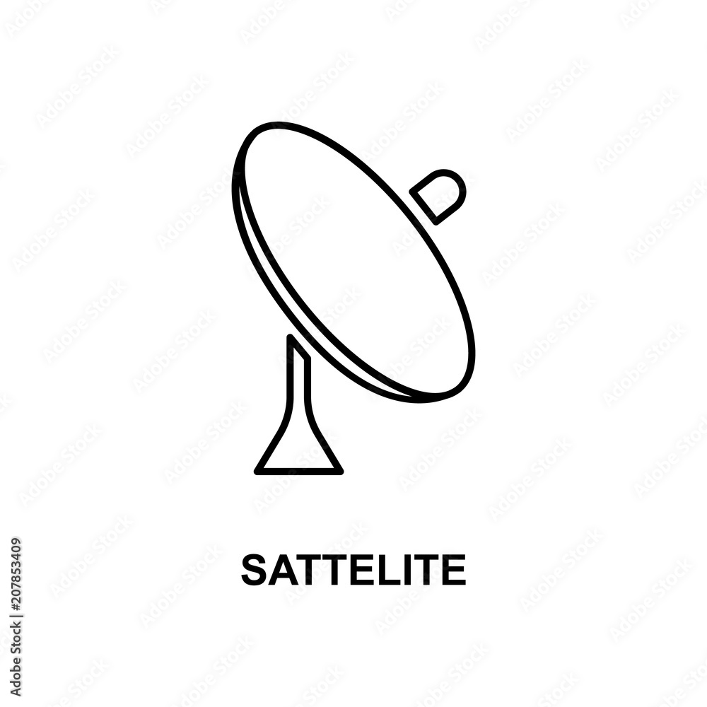 Poster satellite dish icon. element of technologies icon with name for mobile concept and web apps. thin li