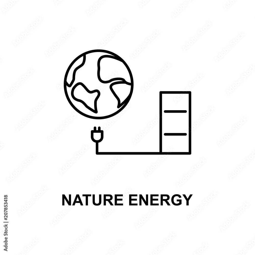 Poster nature energy icon. element of technologies icon with name for mobile concept and web apps. thin lin