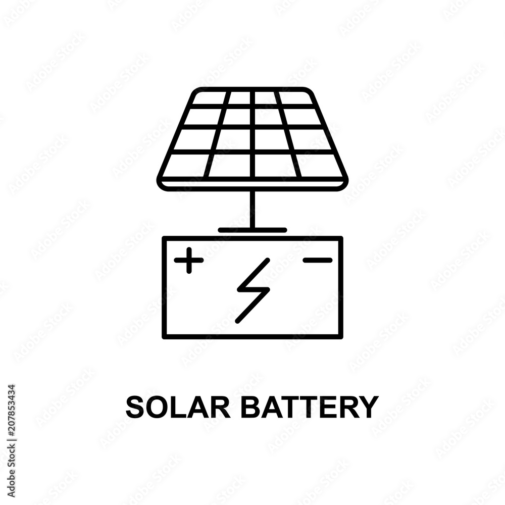 Poster solar battery icon. element of technologies icon with name for mobile concept and web apps. thin lin