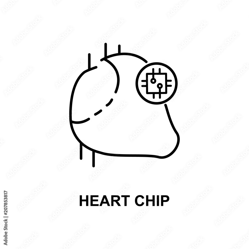 Poster heart chip icon. element of technologies icon with name for mobile concept and web apps. thin line h