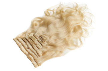 Clip in body wavy bleached blonde human hair extensions