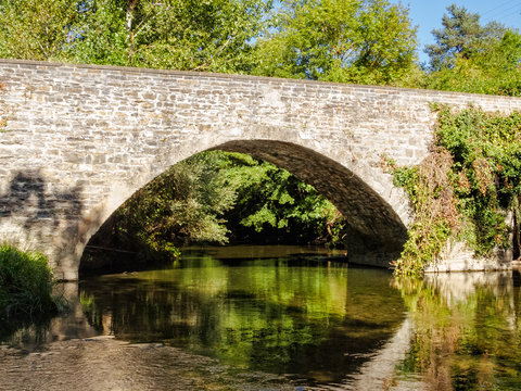 Medieval bridge over the Arga River - Larrasoana, Navarre, Spain