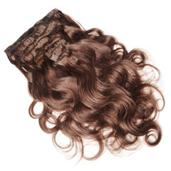 Clip in body wavy dyed brown human hair extensions