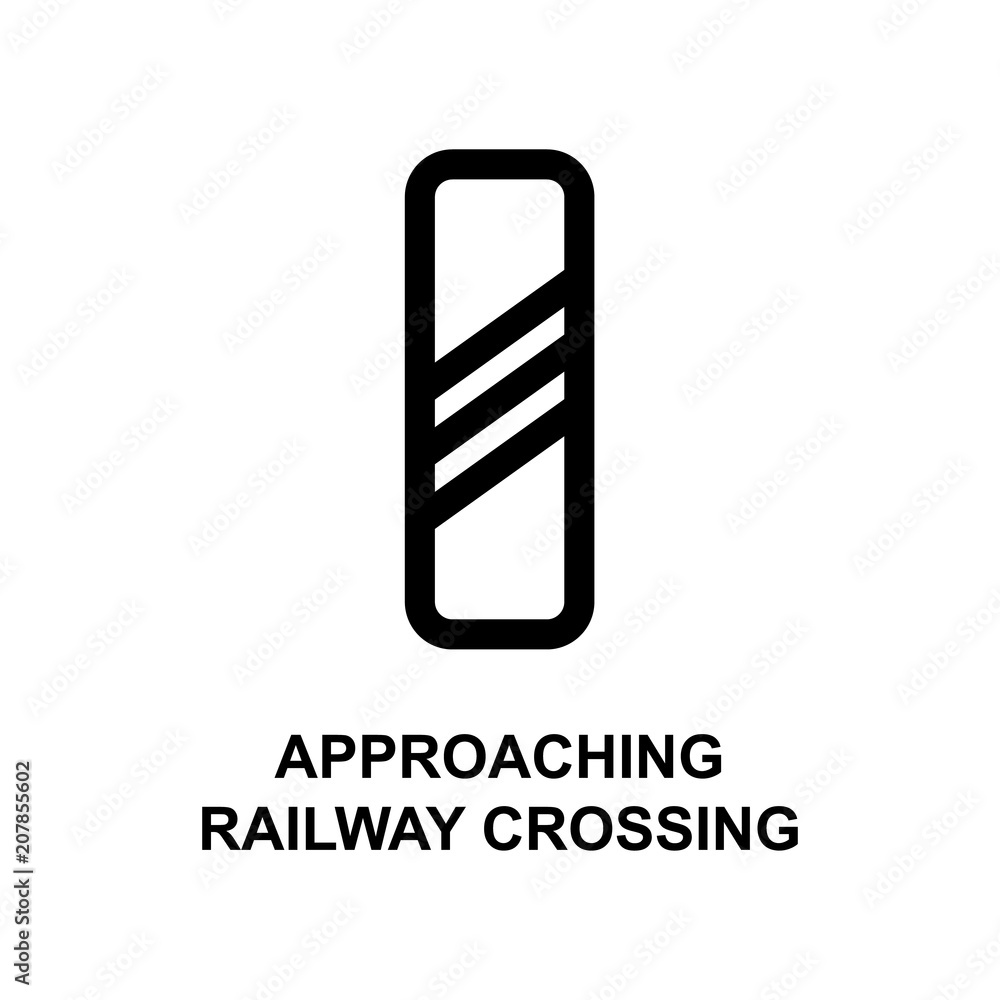 Poster approaching railway crossing sign icon. element of railway signs for mobile concept and web apps. de