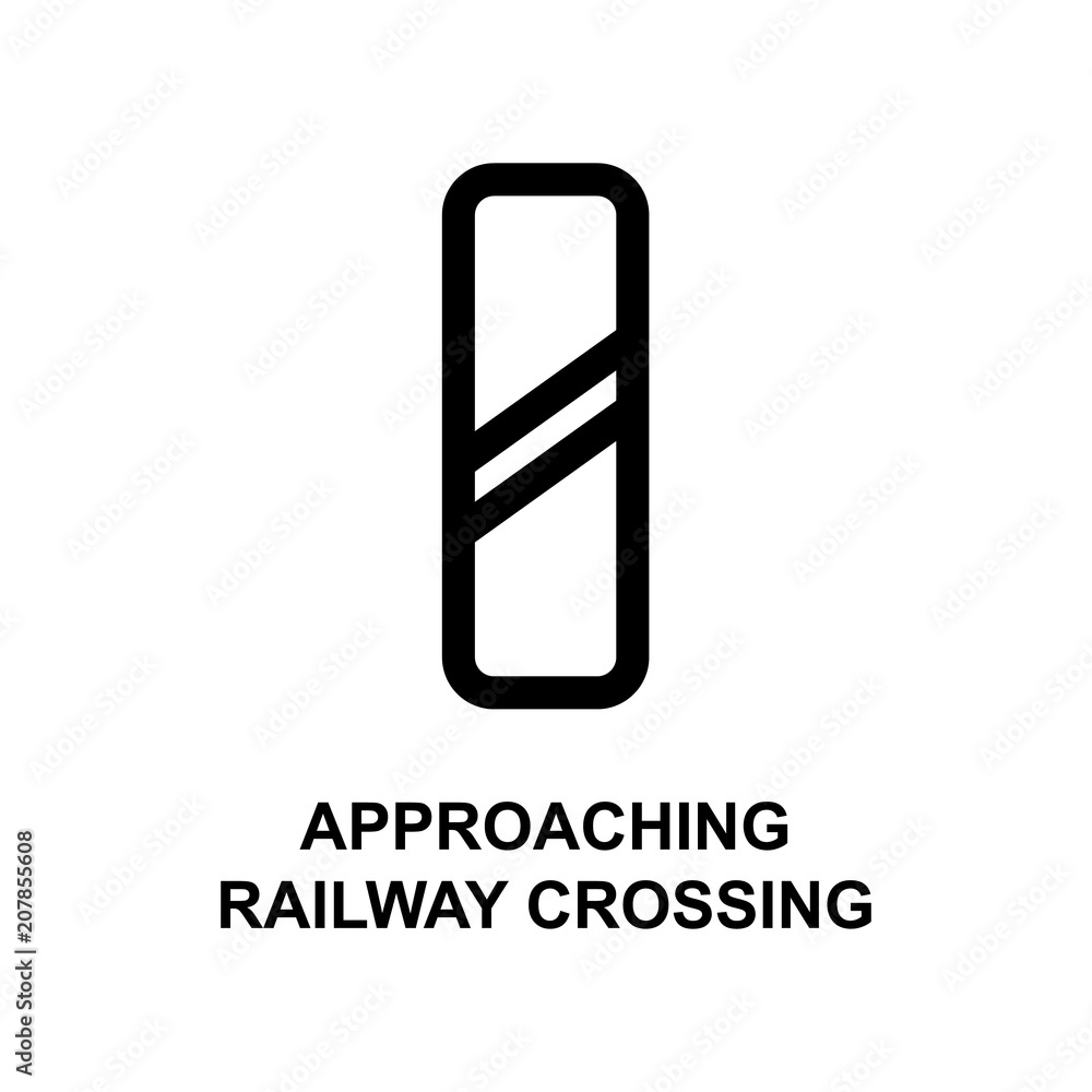 Poster approaching railway crossing sign icon. element of railway signs for mobile concept and web apps. de