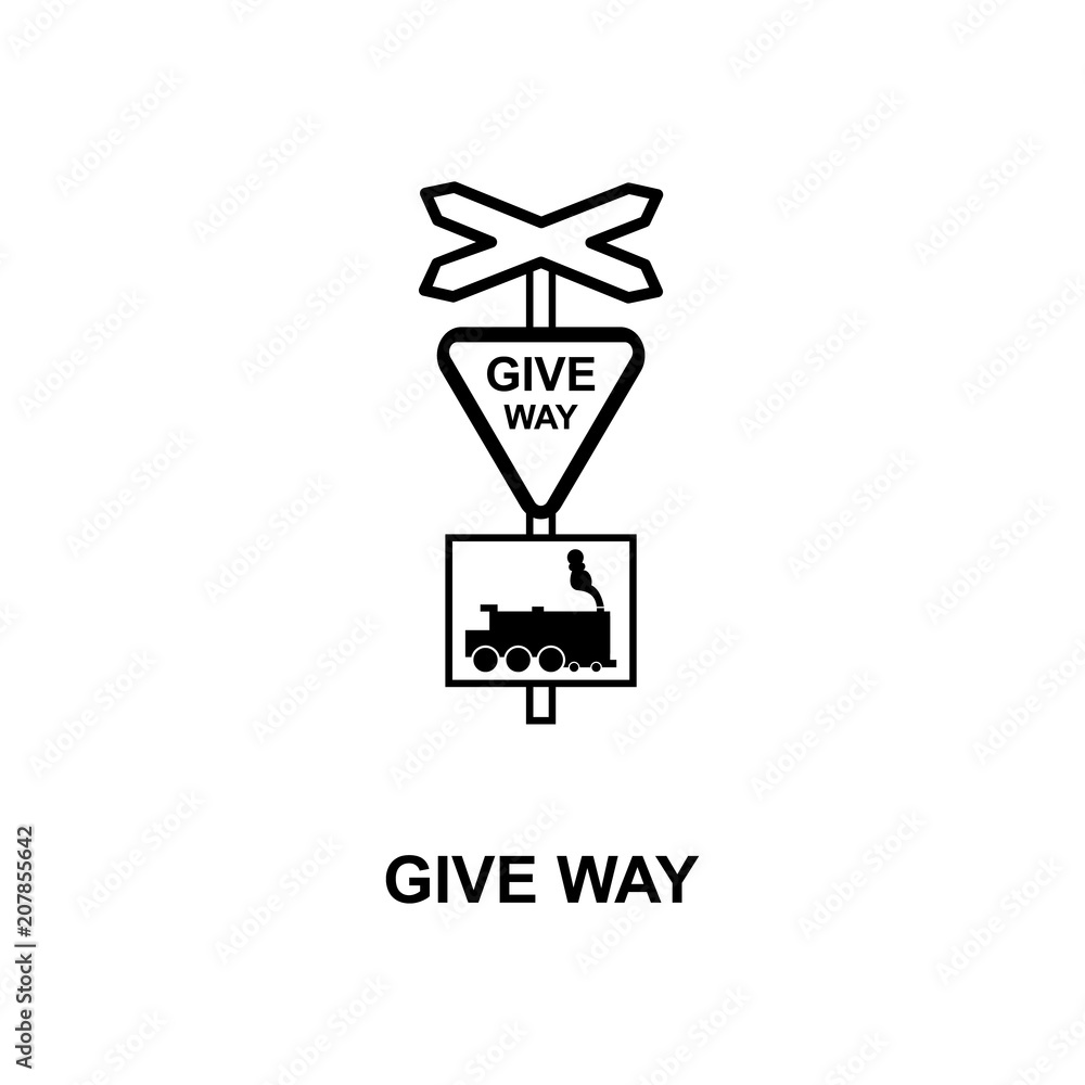 Poster give way train icon. element of railway signs for mobile concept and web apps. detailed give way tra
