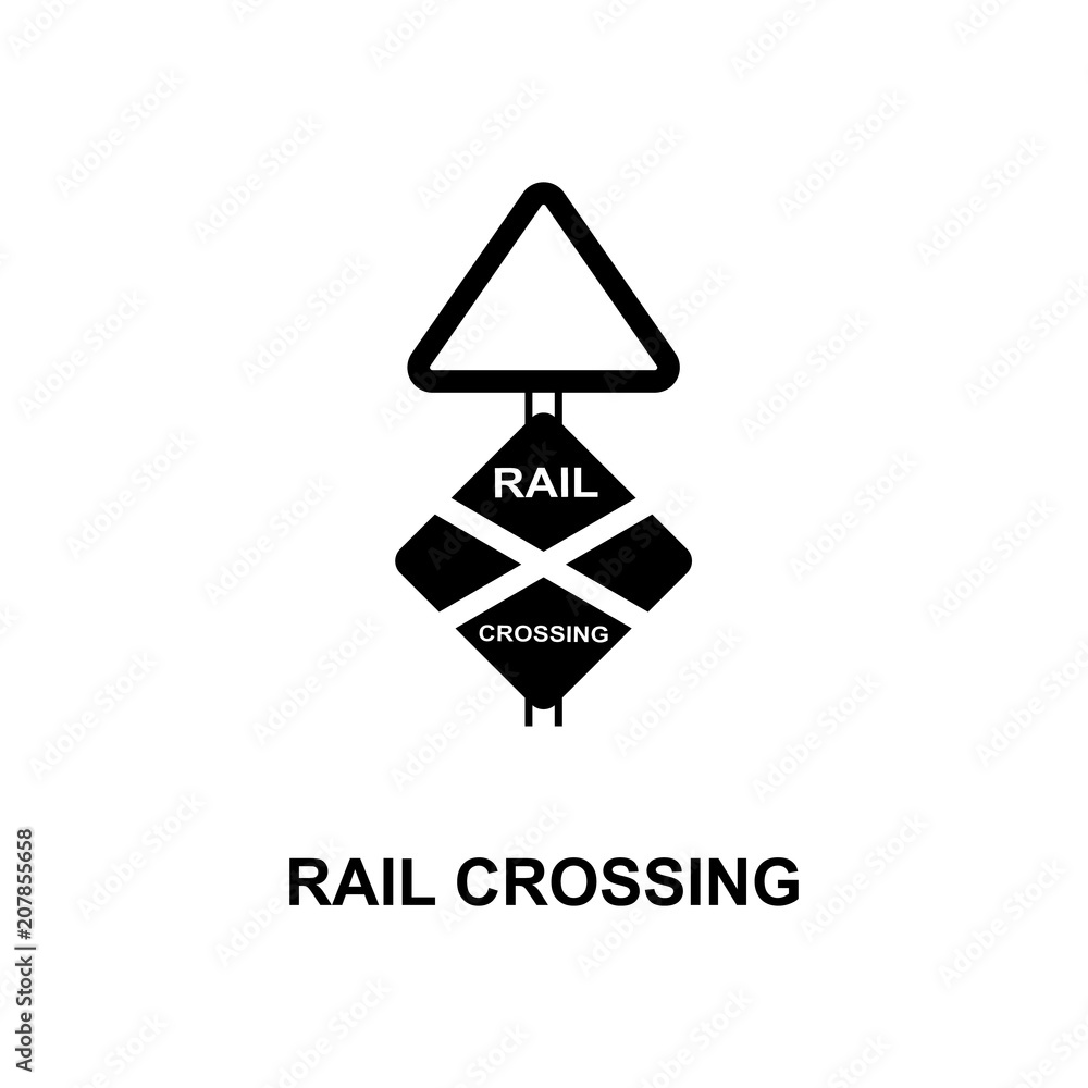 Poster rail crossing icon. element of railway signs for mobile concept and web apps. detailed rail crossing