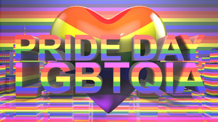 Pride Day LGBTQIA Gay Pride LGBT Mardi Gras graphic title 3D render