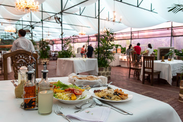 Organic food on the white table