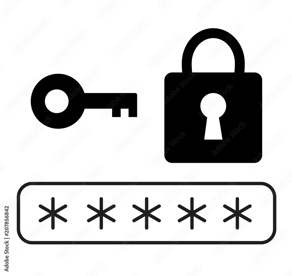 Poster password security icon on white background. flat style. password security symbol for web site design