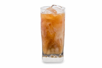 Iced coffee in a glass isolated and white background