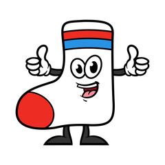 Cartoon Sock Character Giving Thumbs Up