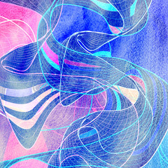 Abstract watercolor background with multi-colored waves