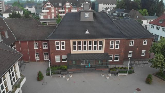Town Hall (Rathaus) Monheim am Rhein, Germany; tracking left to right; 4K UHD