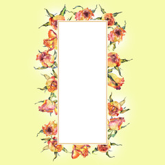 Fototapeta premium Small, tea, red, beautiful, fragrant roses. Garden flower. Watercolor. Illustration