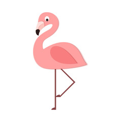 Tropical flamingo in trandy paper cut style. Craft jungle wild bird isolated on white background for package design, T-shirt printing. Vector card illustration in papercutting art style.