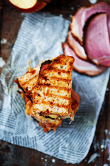 Ham and Cheese Baked Eggs in Toast. for a breakfast