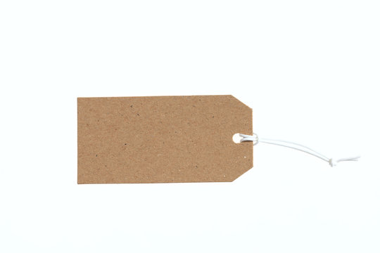 Beige recycled tag isolated on a white background