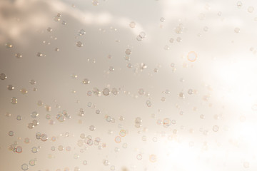 Abstract background Soap bubbles on sky
