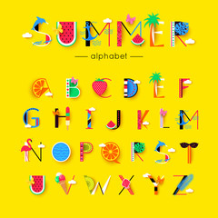 vector creative summer font and alphabet
