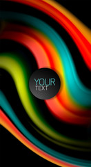 Abstract wave lines fluid rainbow style color stripes on black background. Artistic illustration for presentation, app wallpaper, banner or poster