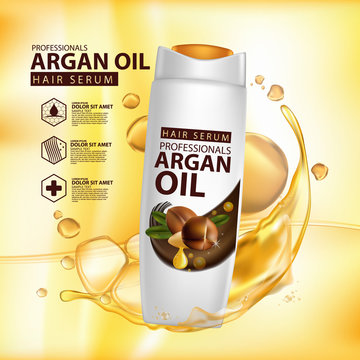 argan oil hair care protection contained in bottle background 3d illustration