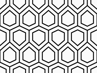 Abstract geometric pattern with hexagons, technology concept. Monochrome ornament. isolated on white background