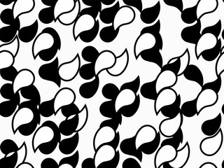 Abstract geometric pattern with white-black drops. Monochrome ornament. isolated on white background