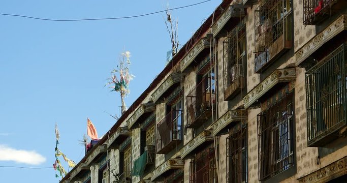 4k famous barkhor street building in lhasa,tibet.