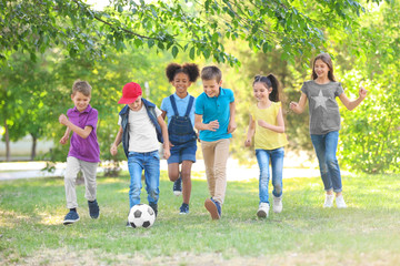 Obraz premium Cute little children playing with ball outdoors on sunny day